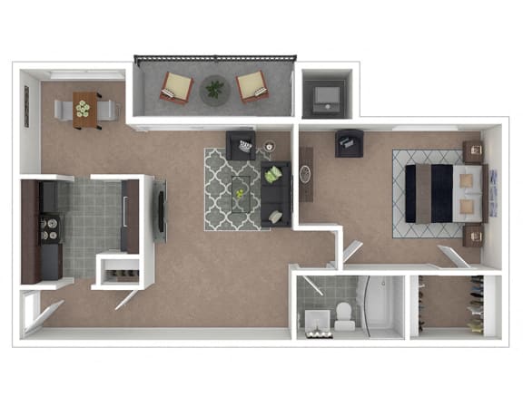 Carriage Park Apartments 1BD 1BA Floor Plan