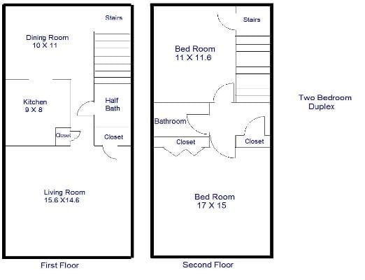 Normandy Hill Apartments Two Bedroom Duplex Floor Plan