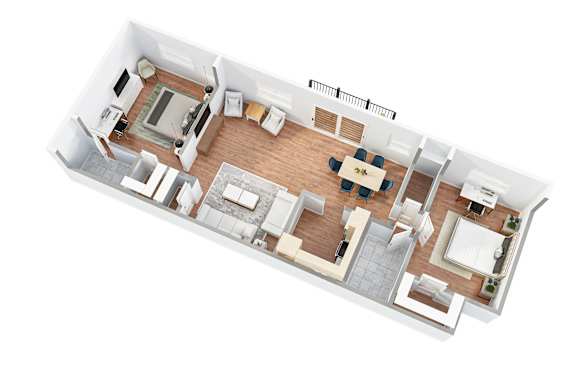 Split 2 bedroom with balcony Floroplan at Kensington House, Maryland