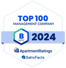 A badge indicating a top 100 management company for the year 2024.