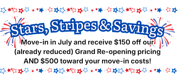 A promotional image offering savings on move-in costs and free rent for a month.