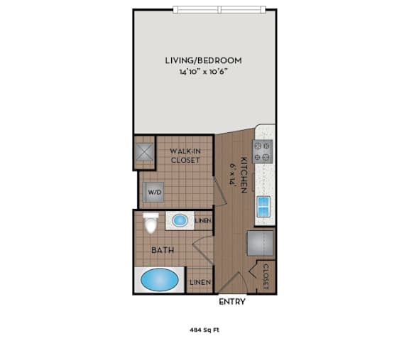 Metro 112 Apartments - Bellevue, WA - Anchor-I floor plan 484 Sq Ft