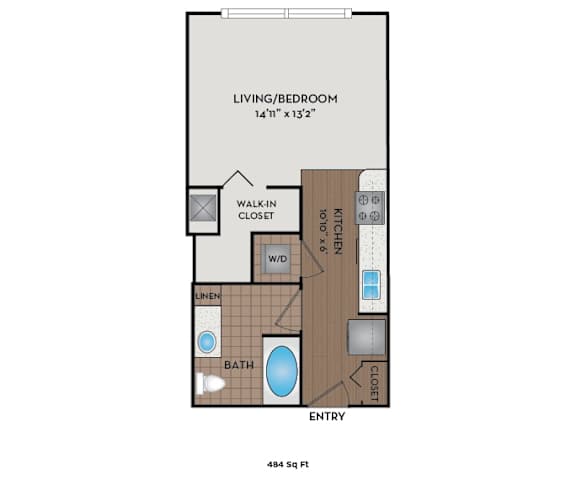 Metro 112 Apartments - Bellevue, WA - Anchor-II floor plan 484 Sq Ft