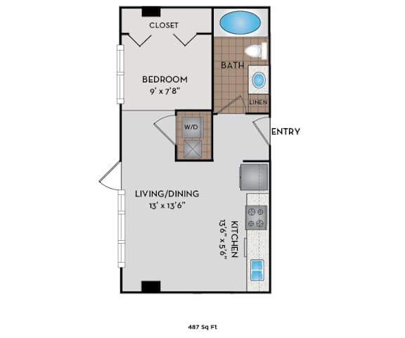 Metro 112 Apartments - Bellevue, WA - Botanica-I floor plan 487 Sq Ft