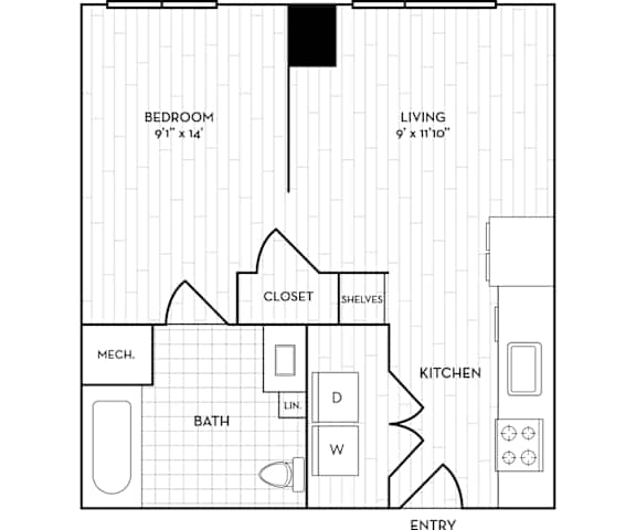 Velo Forest Hills Apartments - S9 Floor Plan 523 Sq Ft - Boston, MA Apartments
