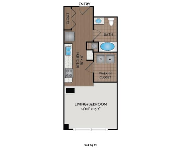 Metro 112 Apartments - Bellevue, WA - Anchor-IV floor plan 541 Sq Ft