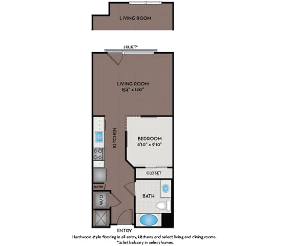 Mallory Square | Rockville, MD | 01S1B Floor Plan 542 SF