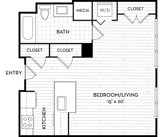 Malden Square Apartments | Malden, MA | 549 Sq Ft Floor Plan