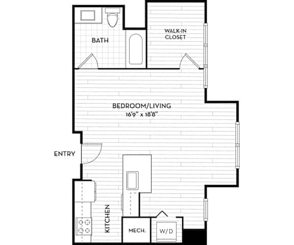 Malden Square Apartments | Malden, MA | 553 Sq Ft Floor Plan