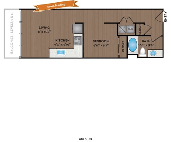 Metro 112 Apartments - Bellevue, WA - Botanica V floor plan 610 Sq Ft