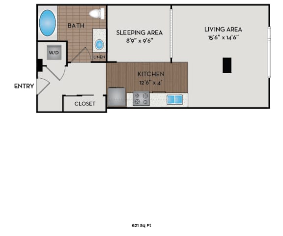 The Matisse - Portland, OR - Braque IV floor plan 621 Sq Ft