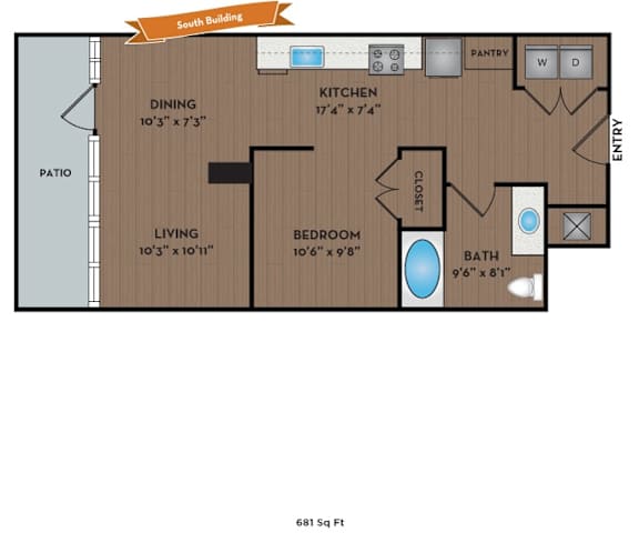 Metro 112 Apartments - Bellevue, WA - Botanica-VII floor plan 681 Sq Ft