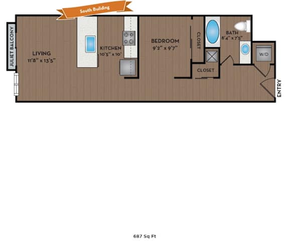 Metro 112 Apartments - Bellevue, WA - Botanica VIII floor plan 687 Sq Ft