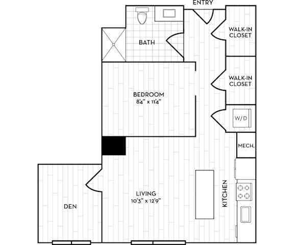 Floor Plan  Velo Forest Hills Apartments - S11 Floor Plan 698 SF - Boston, MA Apartments