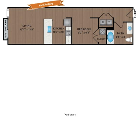 Metro 112 Apartments - Bellevue, WA - Botanica IX floor plan 702 Sq Ft