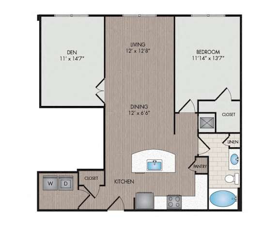 Floor Plan  Marshall Park Apartments &amp; Townhomes - Raleigh, NC- Norman floor plan 1025 Sq Ft