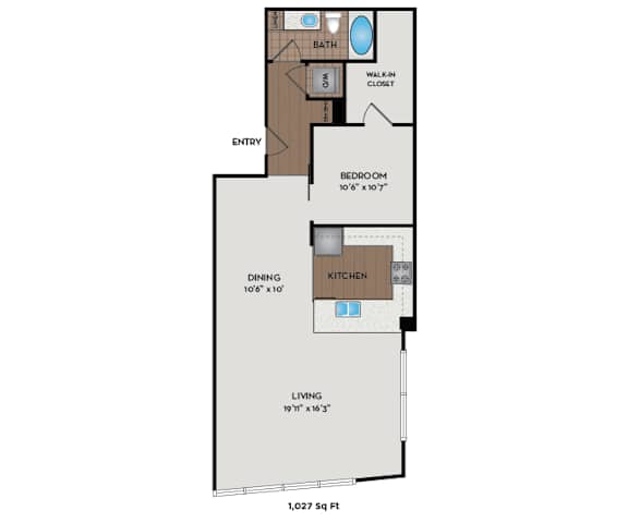Metro 112 Apartments - Bellevue, WA - Mountain-VI floor plan 1027 Sq Ft