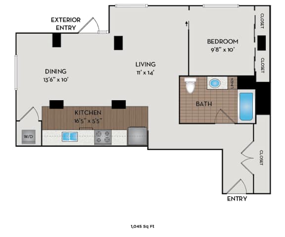 The Matisse - Portland, OR - Van Gogh floor plan 1045 Sq Ft