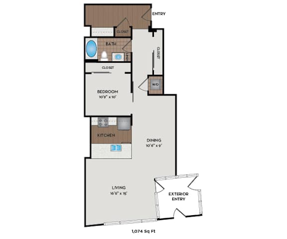 Metro 112 Apartments - Bellevue, WA - Mountain-X floor plan 1074 Sq Ft