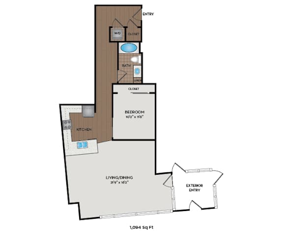 Metro 112 Apartments - Bellevue, WA - Mountain-XI floor plan 1094 Sq Ft