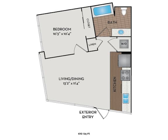 The Matisse - Portland, OR - Dega floor plan 610 Sq Ft