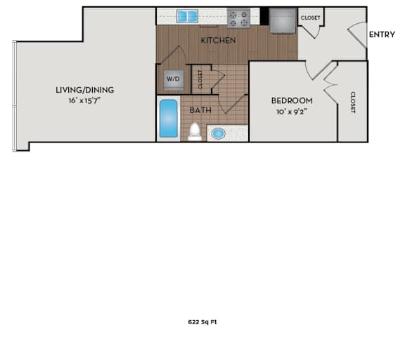 The Matisse - Portland, OR - Homer floor plan 622 Sq Ft