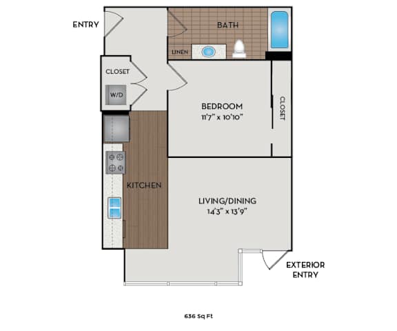 The Matisse - Portland, OR - Hopper floor plan 636 Sq Ft