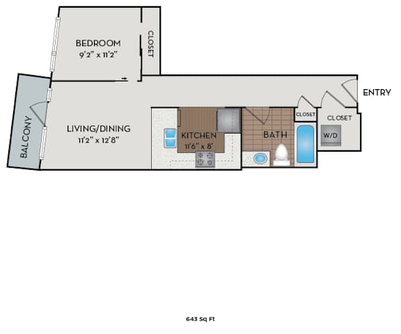 The Matisse - Portland, OR - Lautrec II floor plan 643 Sq Ft