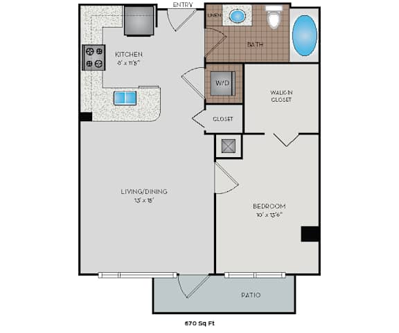 Metro 112 Apartments - Bellevue, WA - Market-XI floor plan 670 Sq Ft