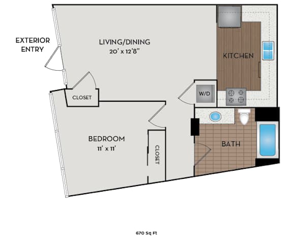 The Matisse - Portland, OR - O'Keeffe floor plan 670 Sq Ft