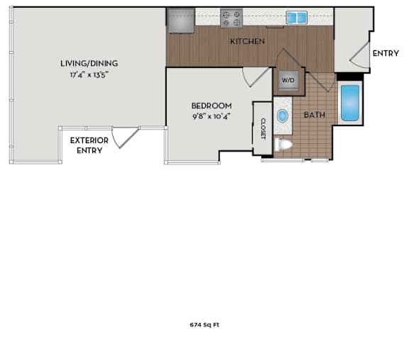 The Matisse - Portland, OR - Chagall floor plan 674 Sq Ft