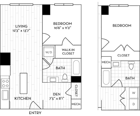 Velo Forest Hills Apartments - A8 Floor Plan 683-784 Sq Ft - Boston, MA Apartments