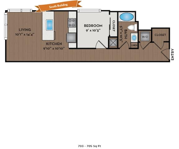 Metro 112 Apartments - Bellevue, WA - Evergreen III floor plan 704 Sq Ft