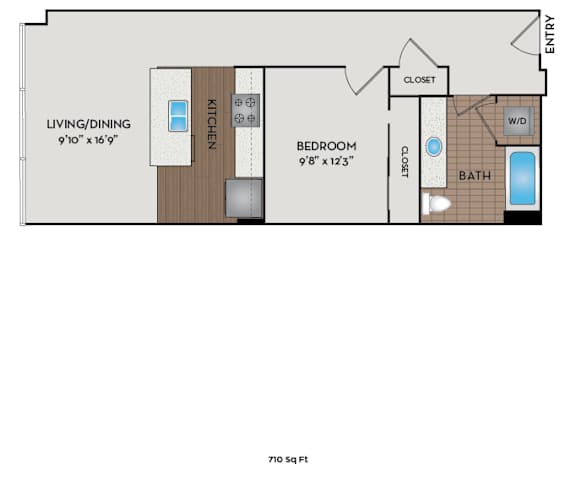 The Matisse - Portland, OR - Kahlo floor plan 710 Sq Ft