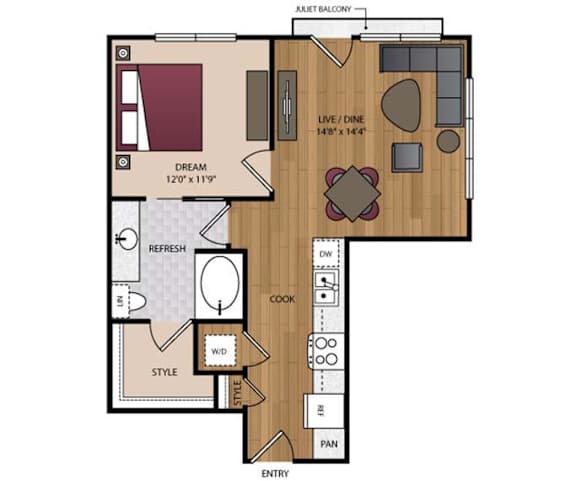 Stella - Dallas, TX - 11F1C Floor Plan 719 SF
