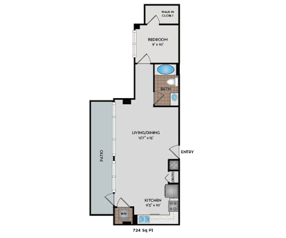 Metro 112 Apartments - Bellevue, WA - Cascade-V floor plan 724 Sq Ft