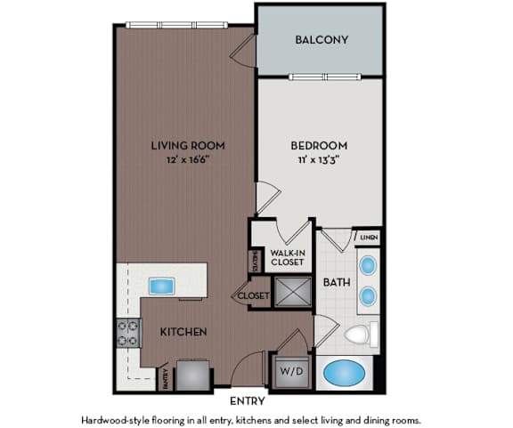 Mallory Square | Rockville, MD | 11F1B Floor Plan 733 SF