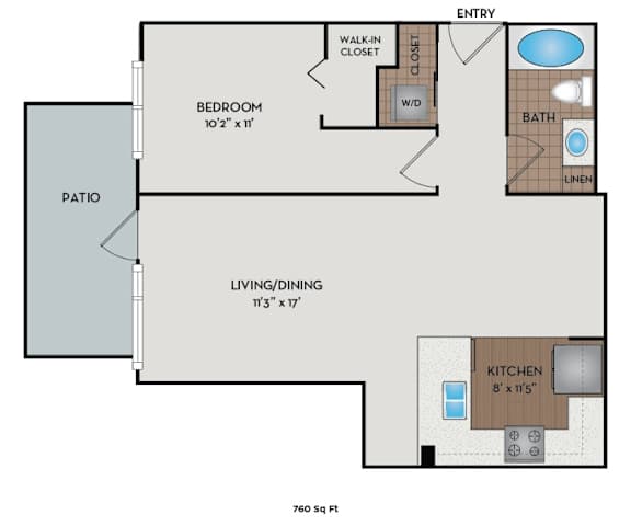Metro 112 Apartments - Bellevue, WA - Cascade-VII floor plan 760 Sq Ft