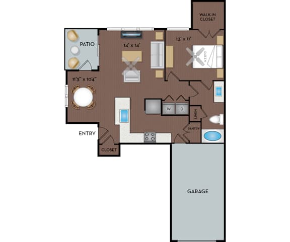NoA on McNeil Apartments - Round Rock Austin, TX - 11F1A Floor Plan 766 SF