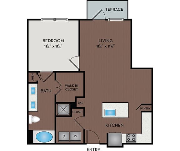 Larq Henderson Apartments | Dallas, TX | 11F2A Floor Plan 781 SF