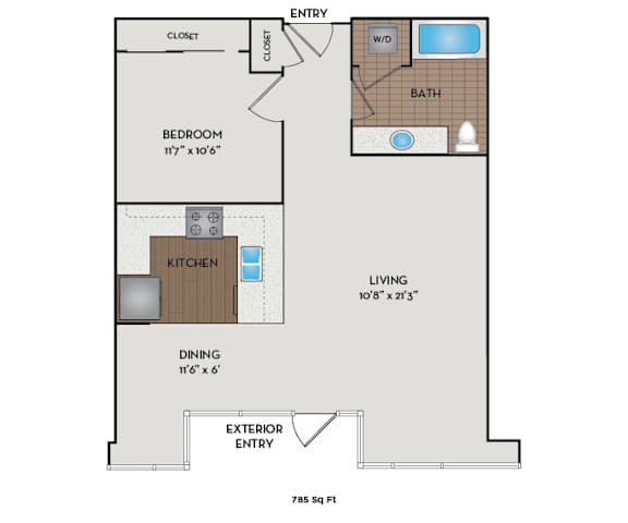 The Matisse - Portland, OR - Zdrale floor plan 785 Sq Ft