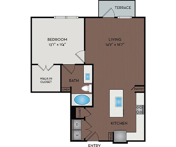 Larq Henderson Apartments | Dallas, TX | 11F2B Floor Plan 791 SF