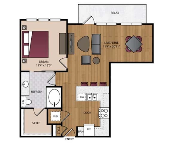 Stella - Dallas, TX - 11F3E Floor Plan 794 SF