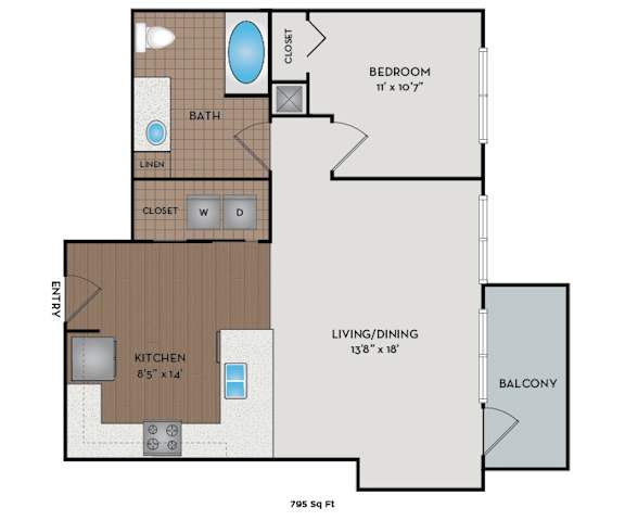 Metro 112 Apartments - Bellevue, WA - Emerald-II floor plan 795 Sq Ft