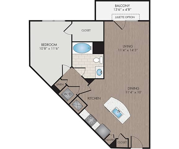 Marshall Park Apartments & Townhomes - Raleigh, NC- Carolina floor plan 799 Sq Ft
