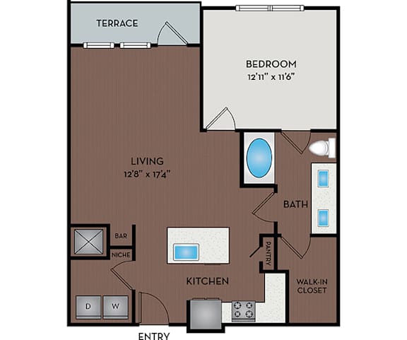 Larq Henderson - Dallas, TX - 11F2D Floor Plan