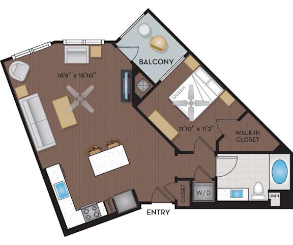 Joule La Floresta - Brea, CA - 11F1B Floor Plan 814 SF