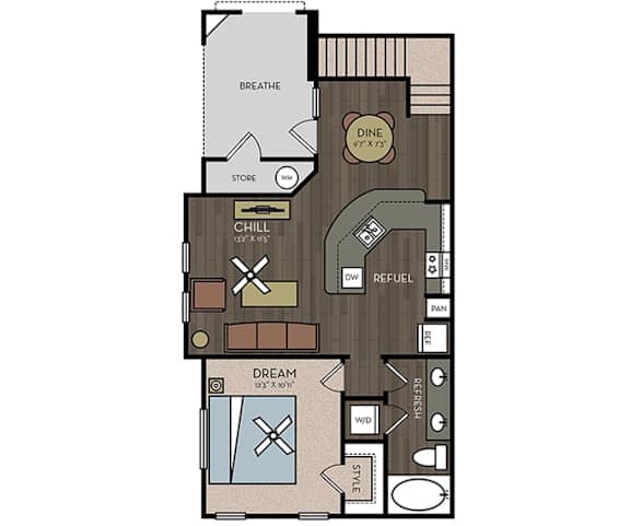 Avion on Legacy - Scottsdale, AZ Apartments - A3 Floor Plan 822 SF