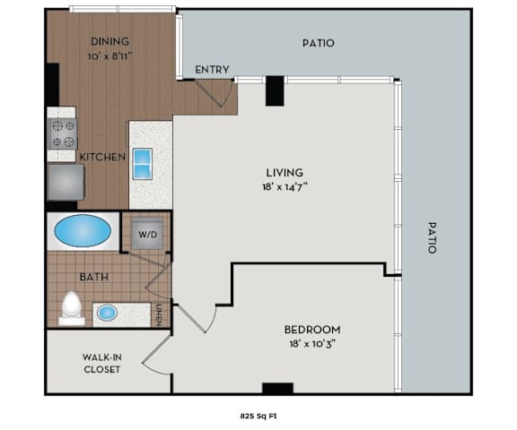 Metro 112 Apartments - Bellevue, WA - Emerald-IV floor plan 825 Sq Ft