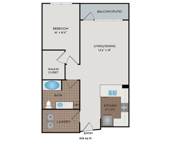 Metro 112 Apartments - Bellevue, WA - Emerald-V floor plan 829 Sq Ft